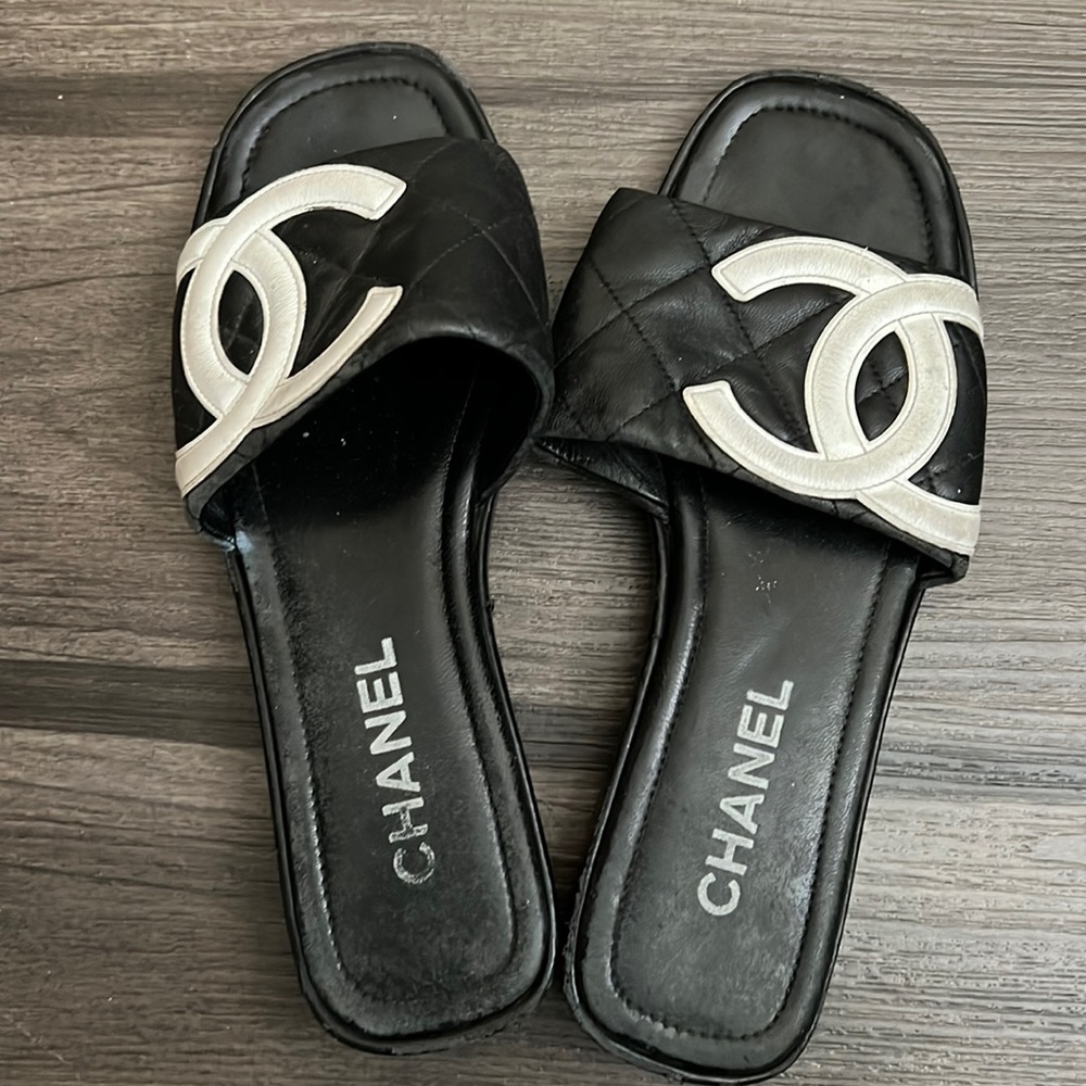Black Chanel Slides